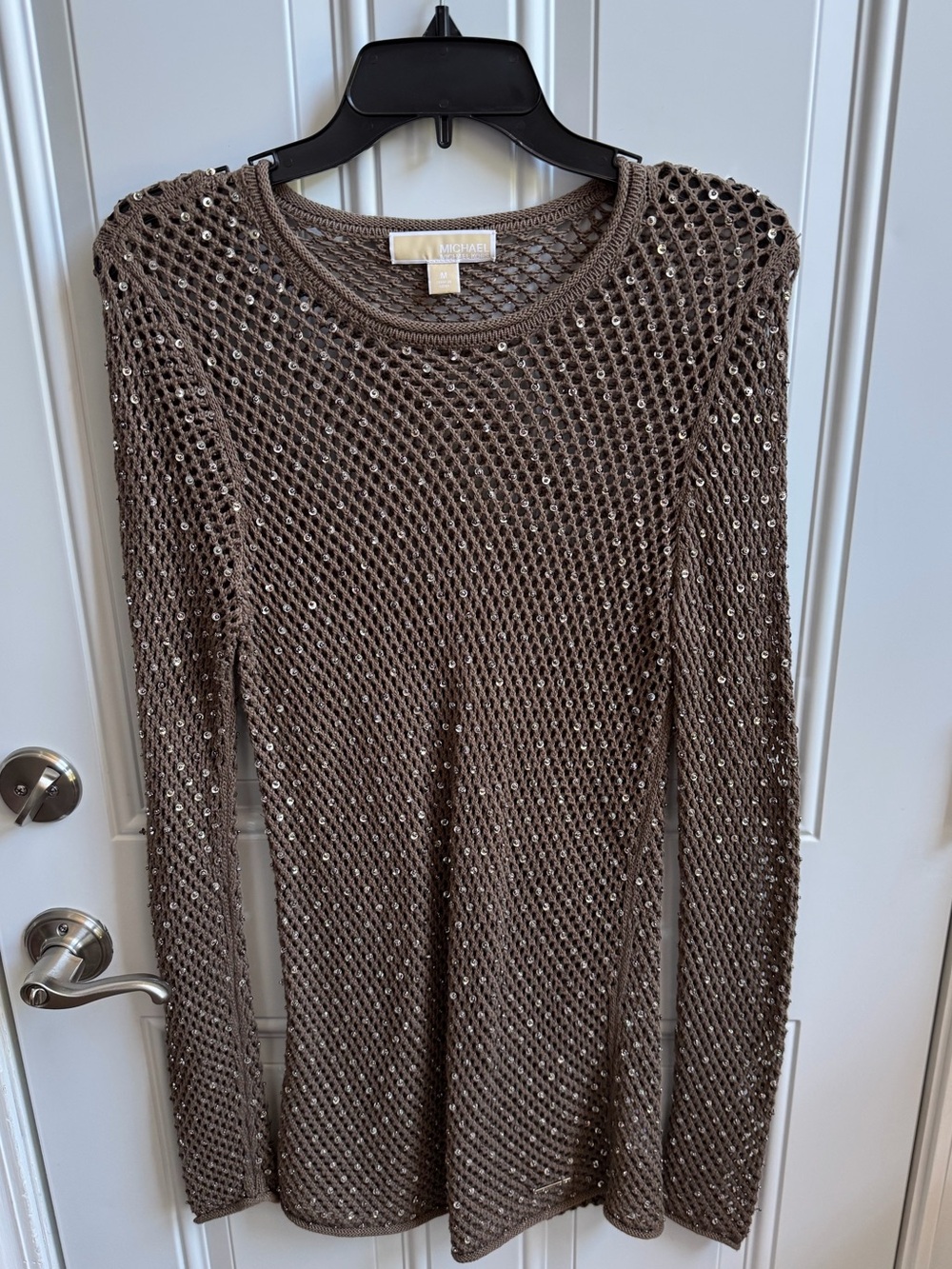MICHAEL Michael Kors Brown Metallic Knit Long Sleeve Dress